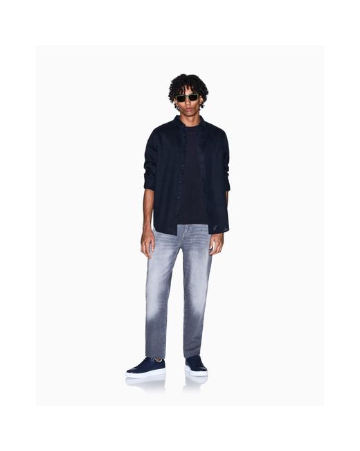 ARMANI EXCHANGE Blue Long Sleeve Oxford Shirt for men