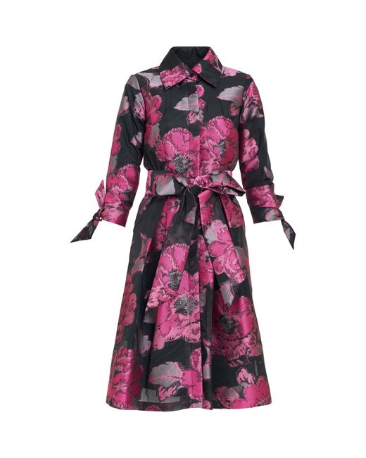 Gina Bacconi Purple Lauren Jacquard Shirt Dress