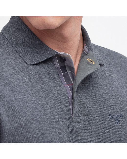 Barbour Blue Essentials Long Sleeve Polo Shirt for men