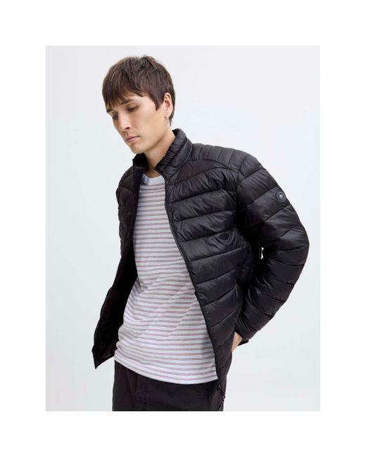 Jack & Jones Blue Bradley Stand Collar Puffer for men
