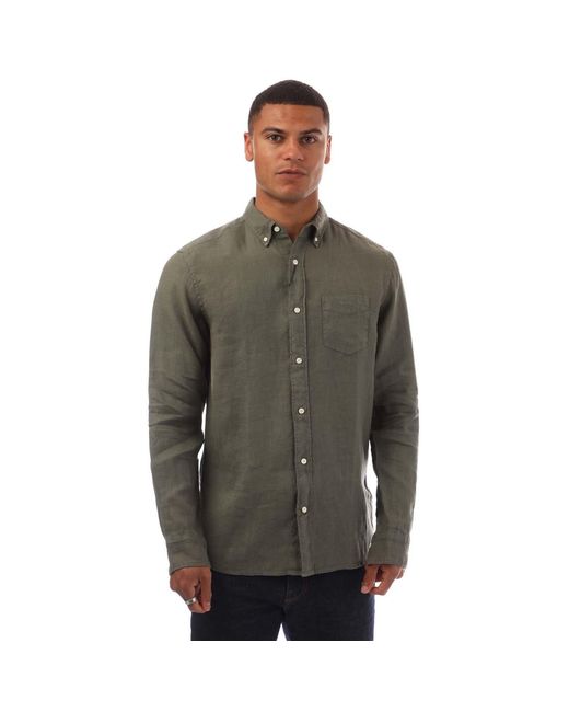 Gant Green Regular Fit Garment Dyed Linen Shirt for men