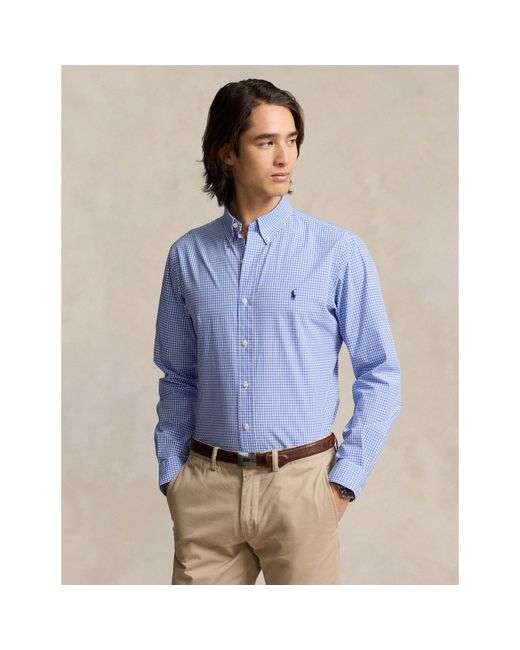 Polo Ralph Lauren Blue Gingham Poplin Slim Fit Shirt for men