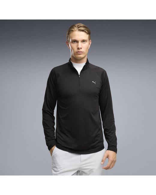 PUMA Black Pure Grid 1/4 Zip Pullover for men