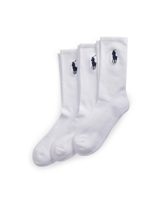 Polo Ralph Lauren White Polo 3 Pack Big Polo Pony Crew Sock for men