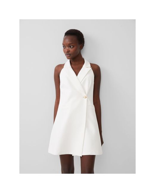 French Connection White Whisper Halterneck Blazer Dress