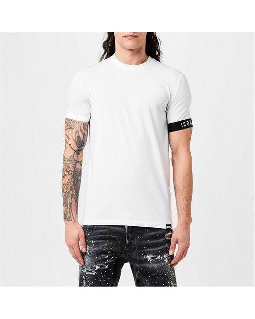 DSquared² White Logo Band T-shirt for men