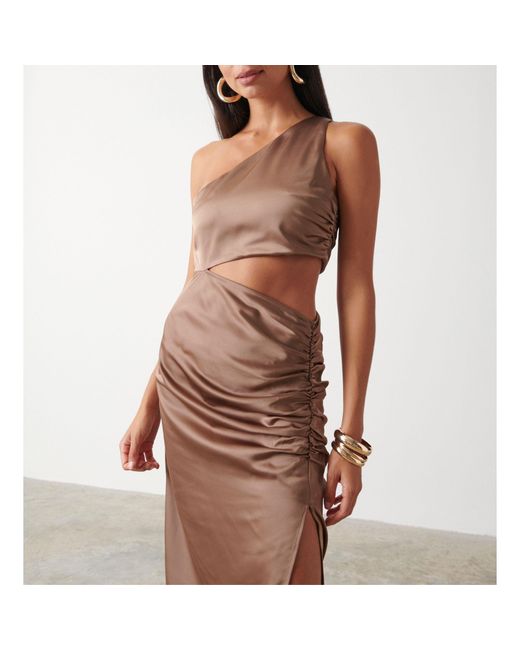 Pretty Lavish Natural Cut Out Structured Fit Dress