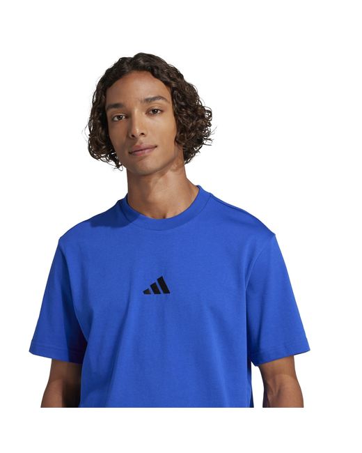Adidas Blue Essentials Single Jersey Logo T-Shirt for men