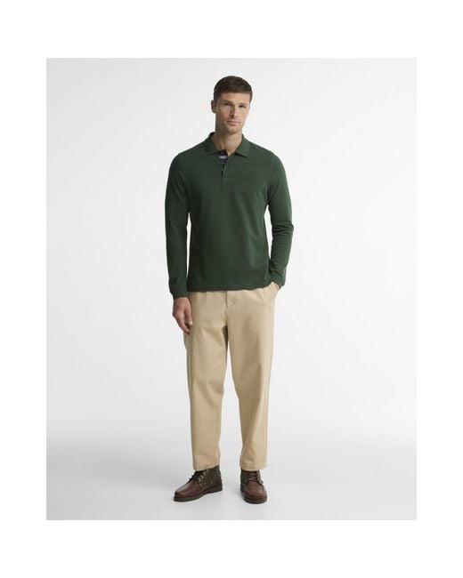 Barbour Green Essentials Long Sleeve Polo Shirt for men