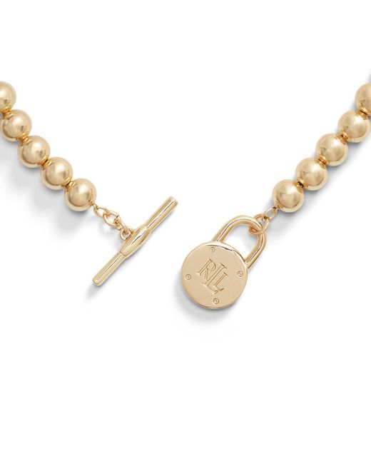 Ralph Lauren Brown Lauren Ralph Lauren Padlock Logo Necklace