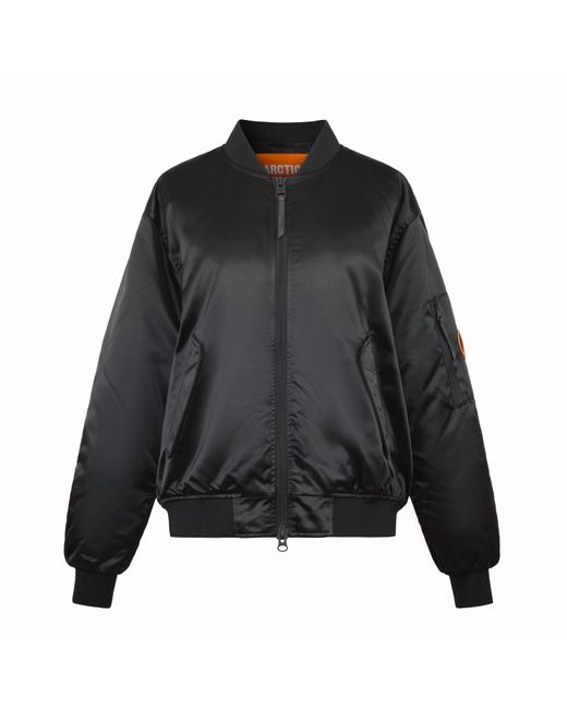 ARCTIC ARMY Black Midweight Arctic Long Sleeve Stand Collar Reflective Bomber Jacket