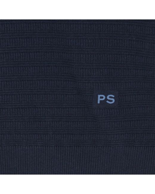 Paul Smith Blue Knitted Long Sleeve Polo Shirt for men