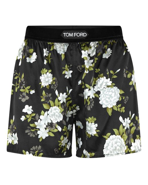 Tom Ford Green Logo Waistband Silk Boxers