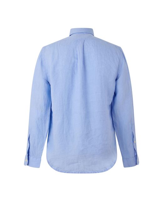 Polo Ralph Lauren Blue Linen Long Sleeve Shirt for men