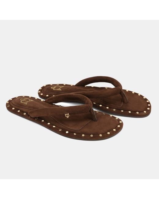 Naked Wolfe Brown Grenada Leather Flip Flop