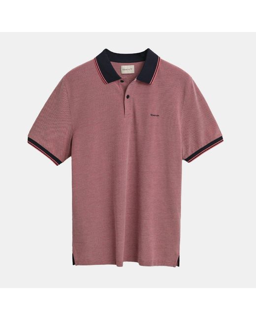 Gant Purple 4-Colour Short Sleeved Oxford Pique Polo Shirt for men
