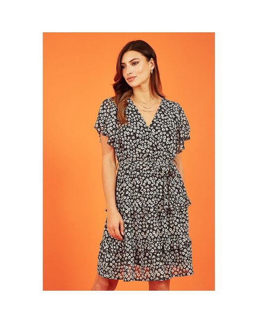 Mela London Black Floral Wrap Skater Dress