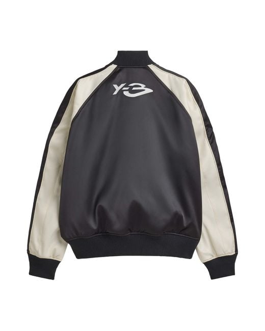 Y-3 Black Liquid Logo Satin Souvenir Jacket for men