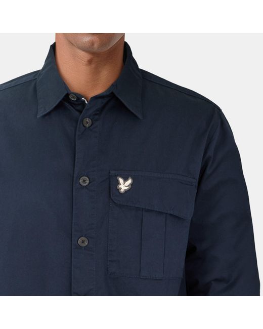 Lyle & Scott Blue Brushed Button-Through Overshirt for men