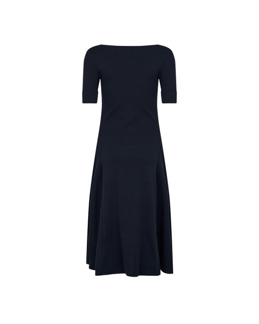 Ralph Lauren Blue Boat-Neck Jersey Midi Dress