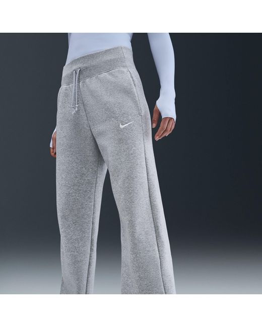 Nike Gray Sportswear Phoenix Fleece High-Waisted Wide-Leg Sweatpants