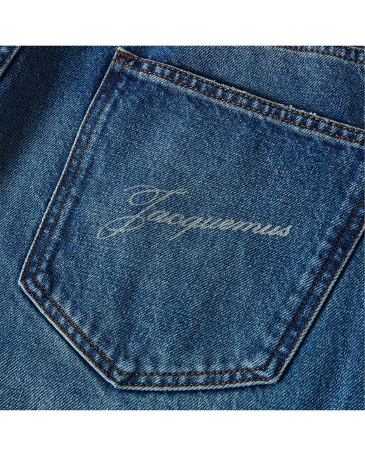 Jacquemus Blue Jacquard Script Straight Leg Jeans for men