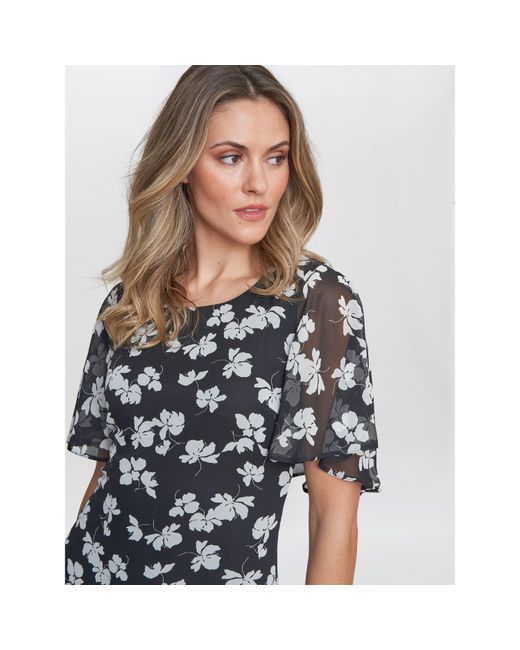 Gina Bacconi Blue Annette Chiffon Jersey Dress