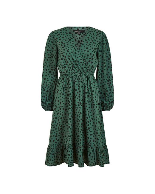 Mela London Green Dalmatian Print Midi Dress