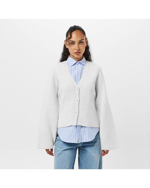 Raey White V-Neck Cardigan