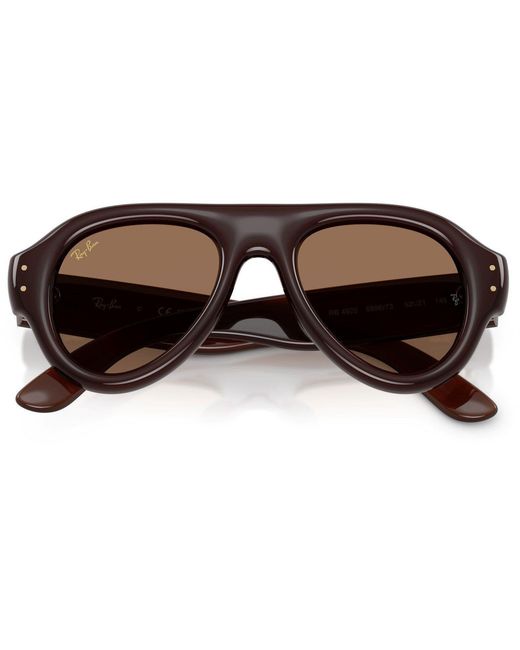 Ray-Ban Brown Pilot Puffer Round Sunglasses