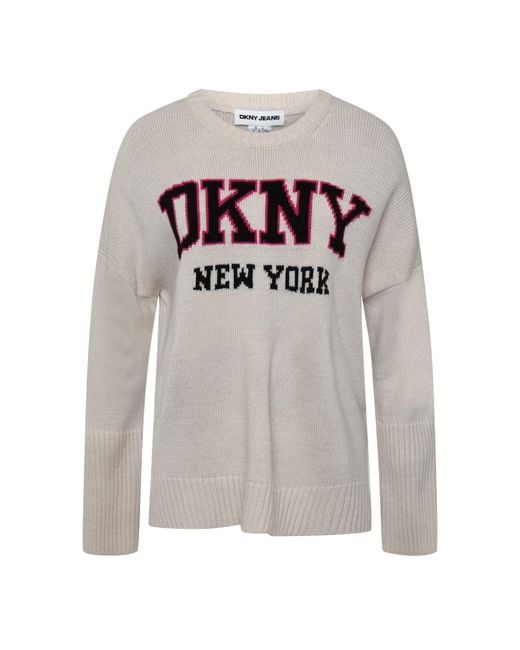 DKNY Gray Varsity Logo Intarsi T-Shirt
