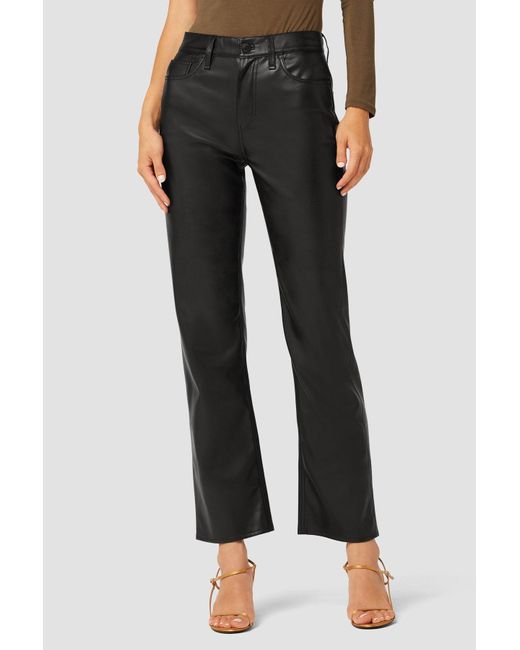 Hudson Jeans Remi High-rise Vegan Leather Straight Pant in Black | Lyst