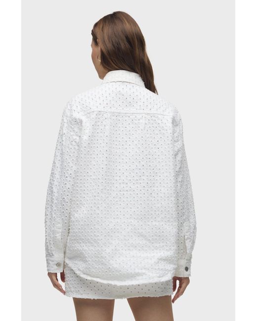 Hudson White Tattered Shacket