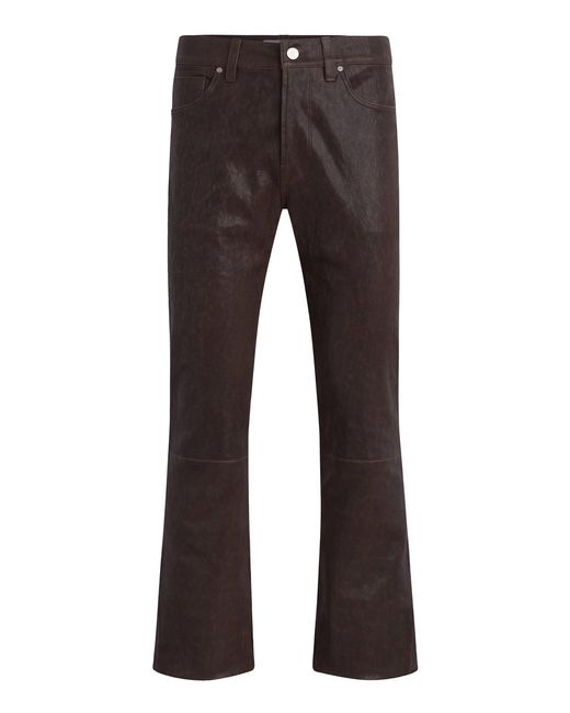 Hudson Black Leather Walker Kick Flare for men