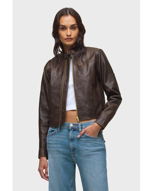 Hudson Blue Leather Moto Jacket
