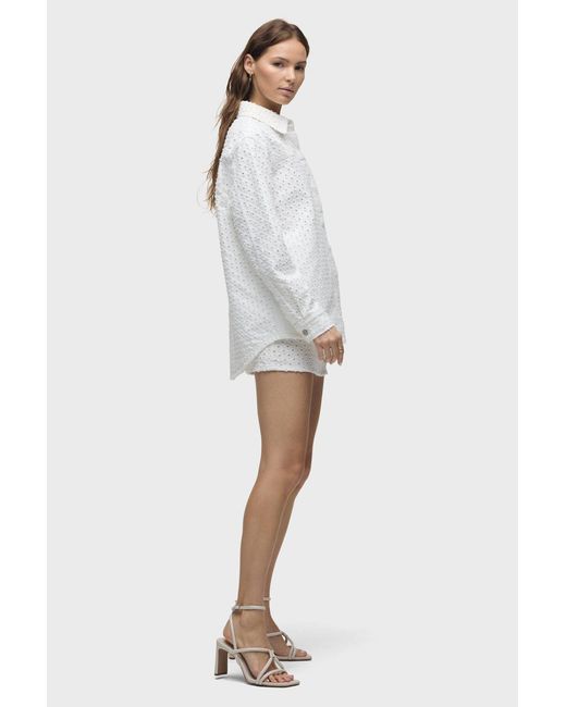 Hudson White Tattered Shacket