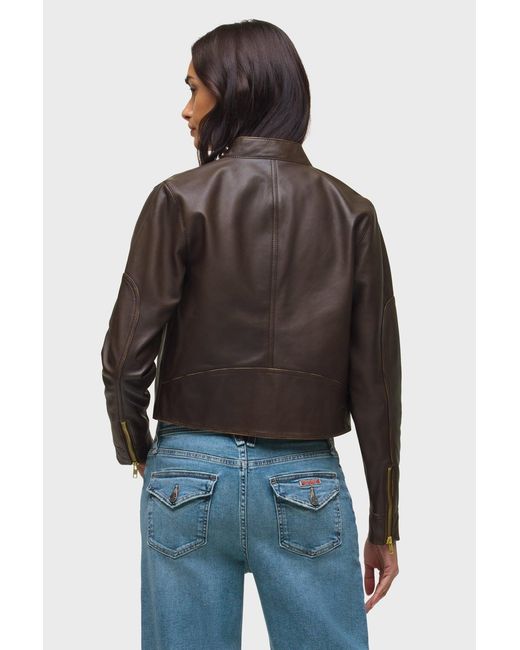 Hudson Blue Leather Moto Jacket