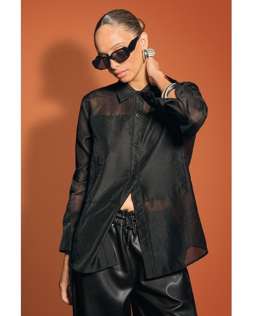 Hudson Black Sheer Oversized Button Up