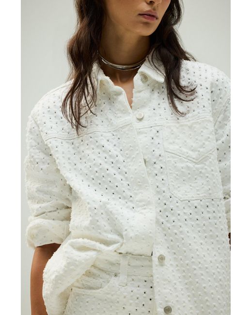 Hudson White Tattered Shacket