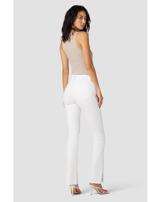 Hudson White Barbara High-rise Baby Bootcut Jean W/ Slit Hem