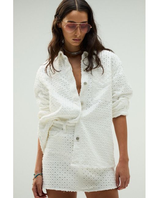 Hudson White Tattered Shacket