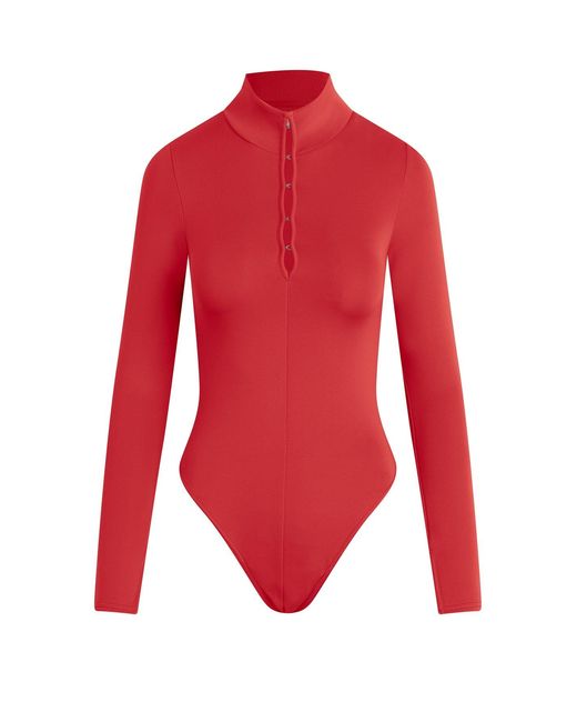 Hudson Red Long Sleeve Hook & Eye Bodysuit