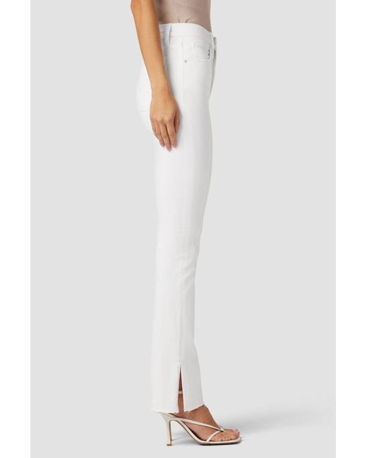 Hudson White Barbara High-rise Baby Bootcut Jean W/ Slit Hem