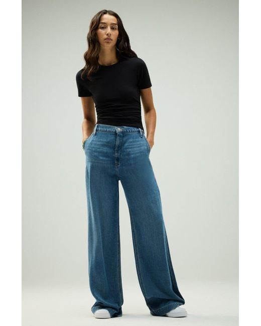 Hudson Jeans Women's Blue Jodie Loose Fit Wide Leg Trouser Jean