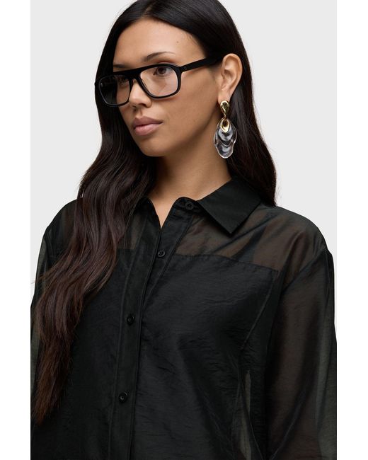 Hudson Black Sheer Oversized Button Up