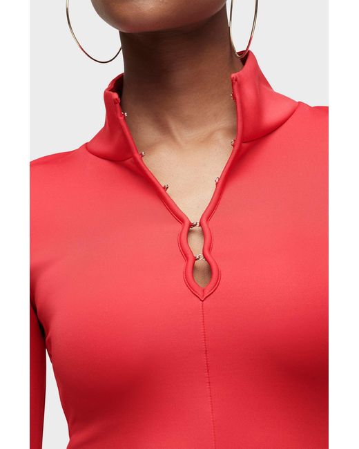 Hudson Red Long Sleeve Hook & Eye Bodysuit