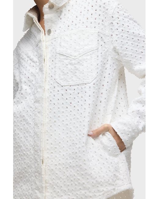 Hudson White Tattered Shacket