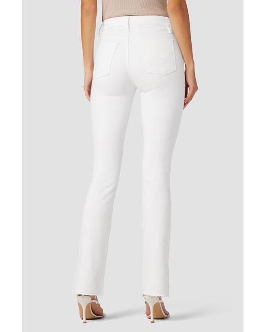 Hudson White Barbara High-rise Baby Bootcut Jean W/ Slit Hem