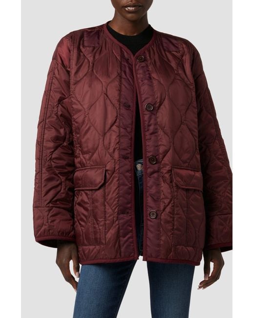 Hudson Jeans Oversized Quilted Jacket in Red Lyst