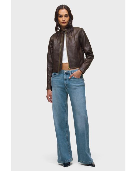 Hudson Blue Leather Moto Jacket
